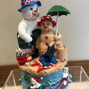 Dillard's Trimmings 7" Beach Santa with Snowman Family Musical New NIB Boat Ski